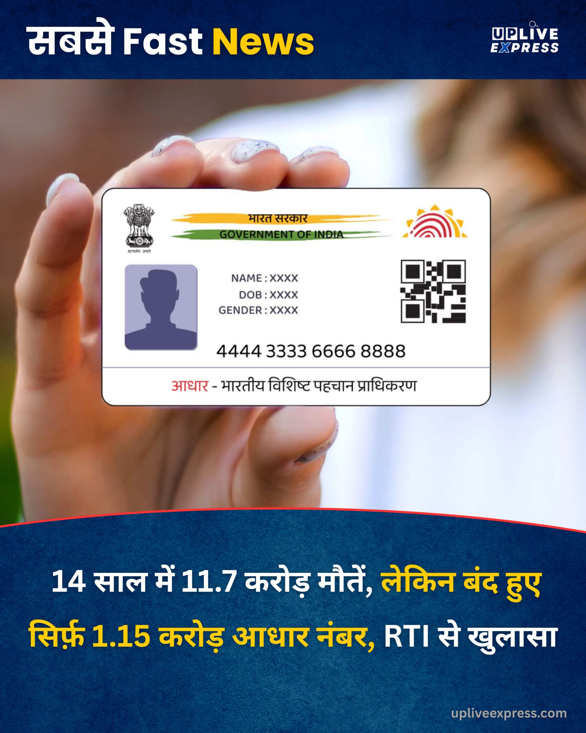 14 साल में 11.7 करोड़ मौतें, लेकिन बंद हुए सिर्फ़ 1.15 करोड़ आधार नंबर :