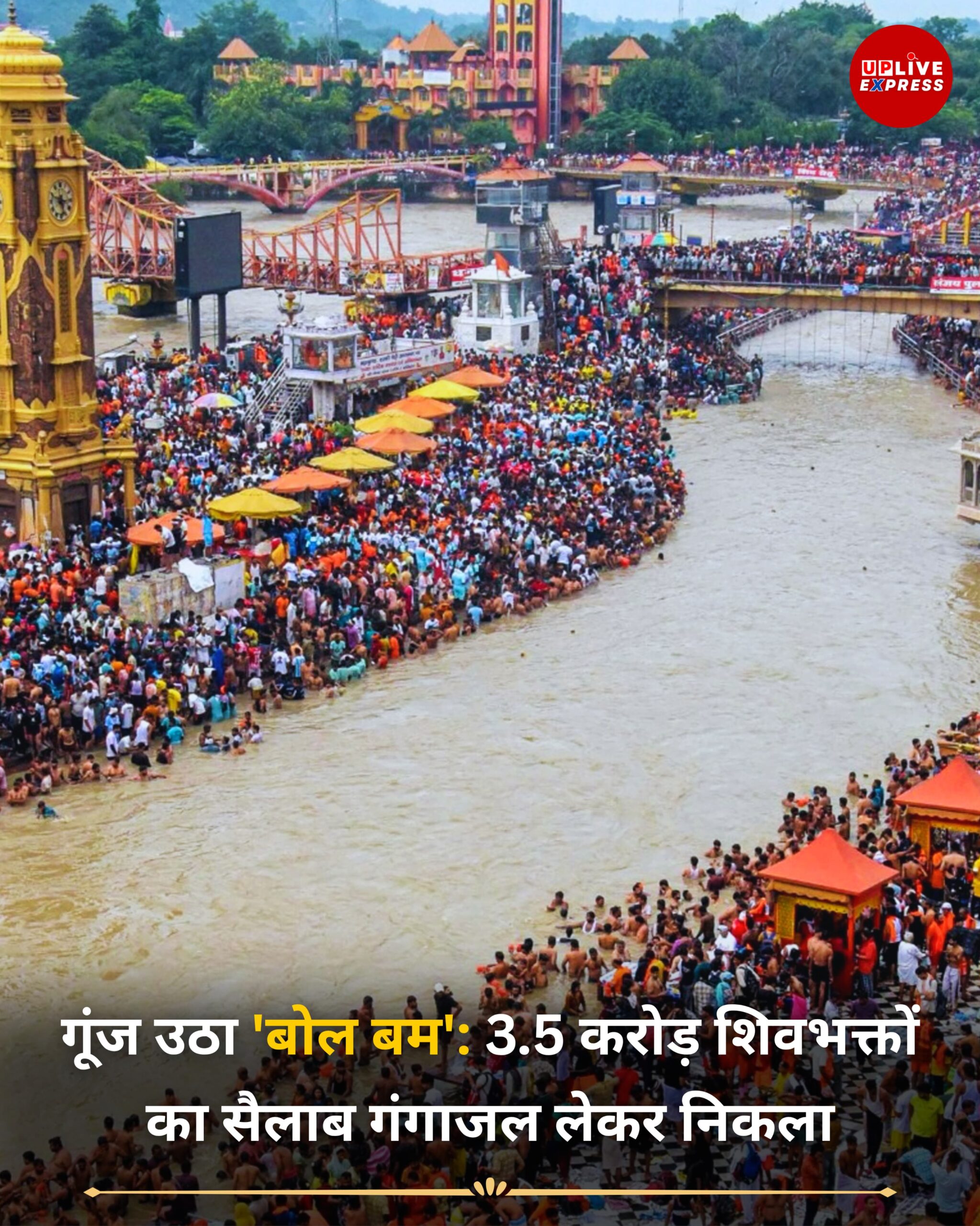 गूंज उठा ‘बोल बम’: 3.5 करोड़ शिवभक्तों का सैलाब गंगाजल लेकर निकला :