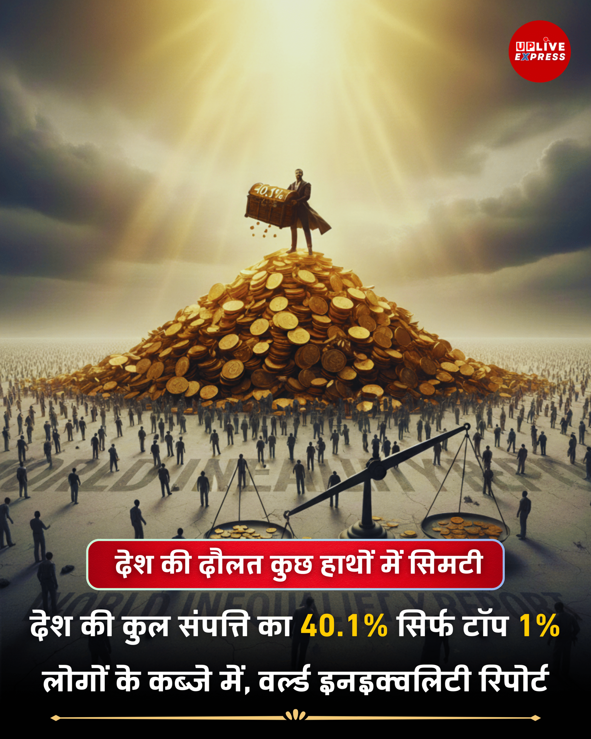 वर्ल्ड इनइक्वलिटी रिपोर्ट- देश की 40.1% संपत्ति पर सिर्फ टॉप 1% का कब्जा: